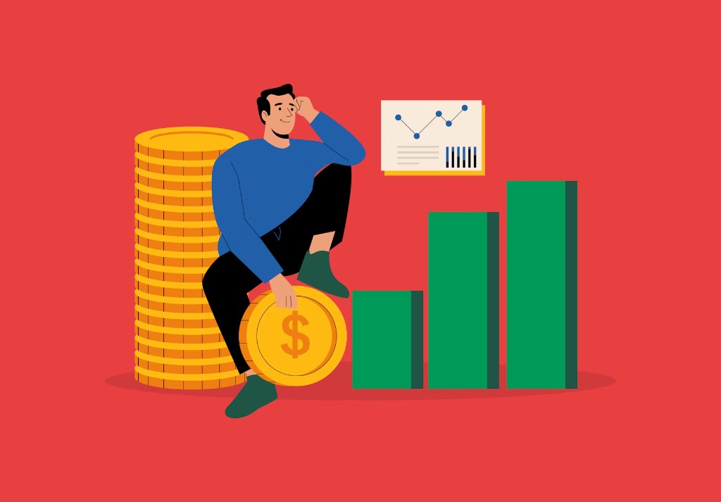 ROI and growth illustration with charts